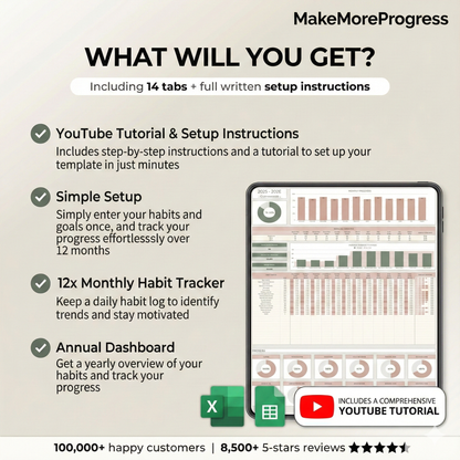 Habit Tracker for Excel & Google Sheets