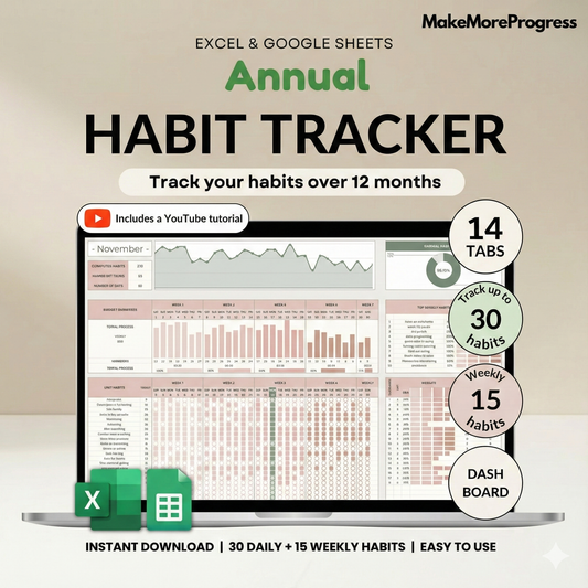 Habit Tracker for Excel & Google Sheets